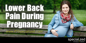 Lower Back Pain During Pregnancy... Pregnancy is a time of serious change for a woman. In 40 weeks her body will go from everything being normal size and in the right place to body parts like her skin and uterus being stretched in a big way. Because of this she will go through a lot of discomforts, especially in the lower back.